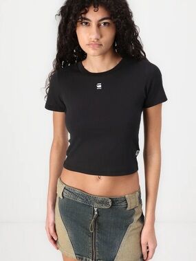 NWT - G-STAR CROPPED MINI SLIM - Baby Tee Basic T-shirt - black - Size S